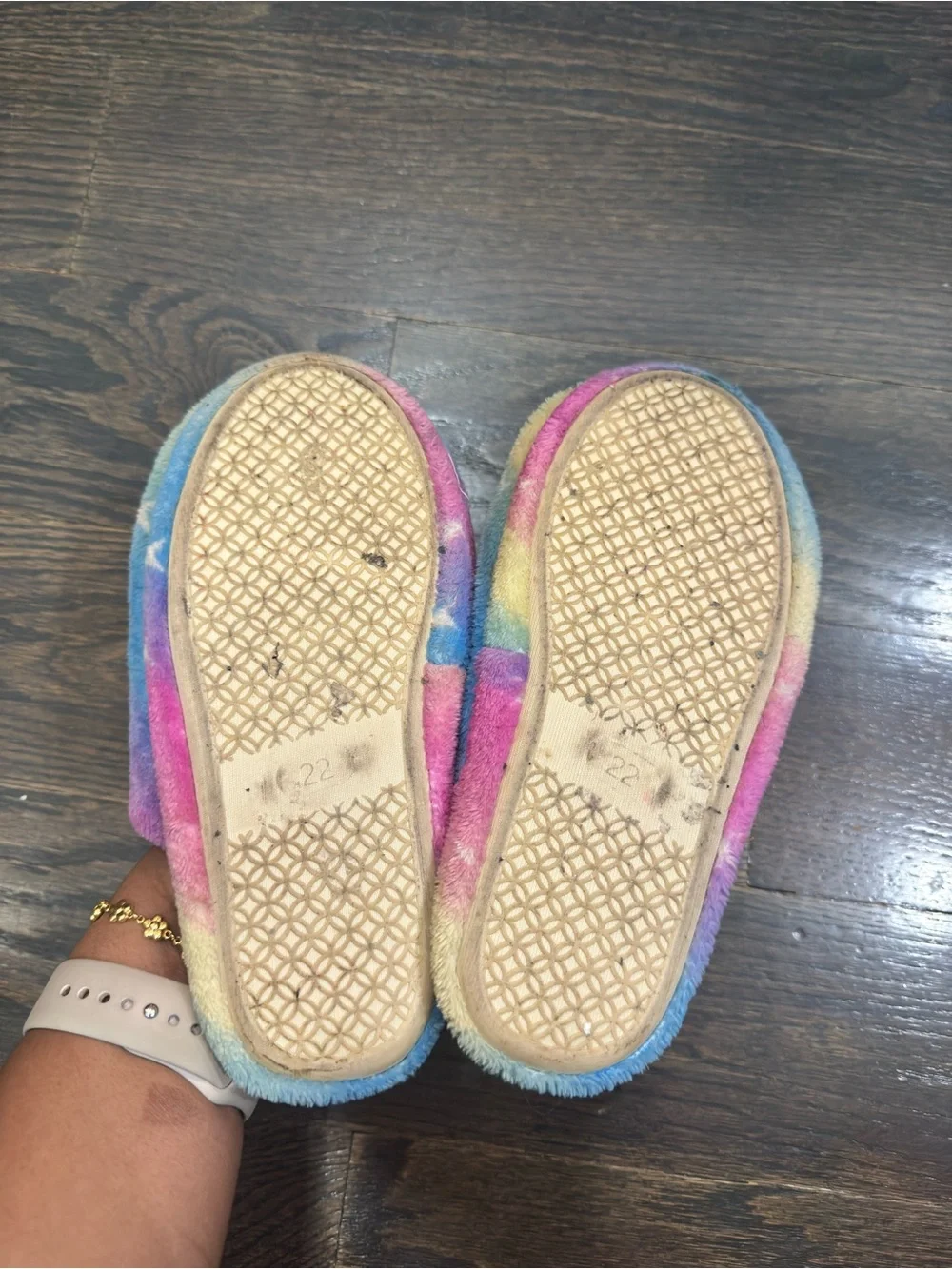Kids Rainbow Unicorn Plush Slippers - Pastel Multicolor